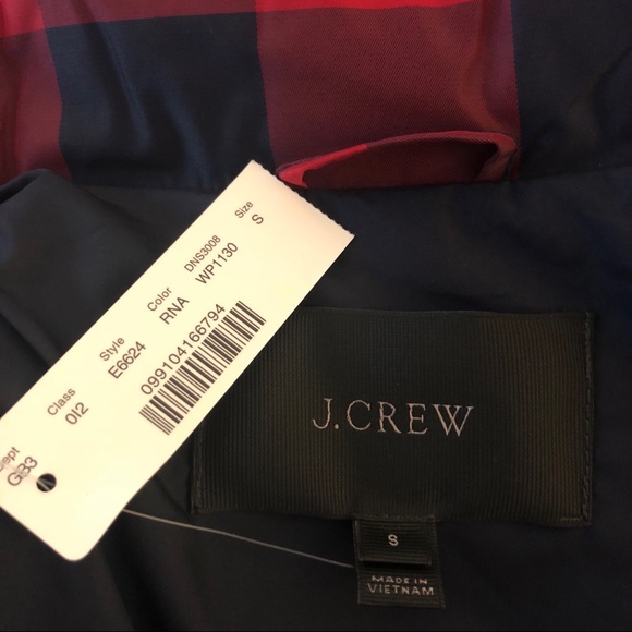 J.Crew Excursion Puffer Down Vest Buffalo Check - Picture 8 of 8
